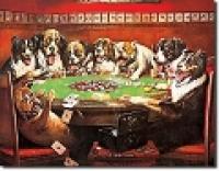 Dogs playing poker sign