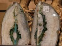 Agate bookends green white