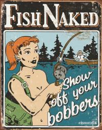 Fish naked metal sign