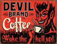 Devil brand coffee metal sign